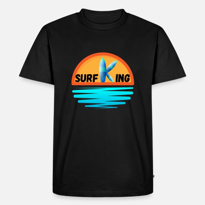 Surfender König - Männer Premium Bio T-Shirt - Schwarz
