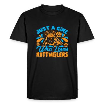 Juste une fille qui aime les Rottweilers - T-shirt Premium bio Homme - noir - Devant - Nico (187cm)