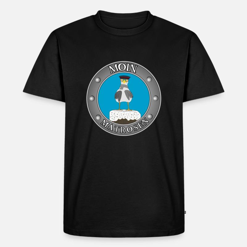 Möwe Poller - Männer Premium Bio T-Shirt - Schwarz