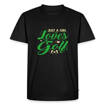 Juste une fille qui aime le golf - T-shirt Premium bio Homme - noir - Devant - Nico (187cm)
