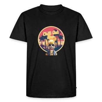 Le Chat Le Plus Cool De La Ville : 'Chill Out Bro' - T-shirt Premium bio Homme - noir - Devant - Nico (187cm)