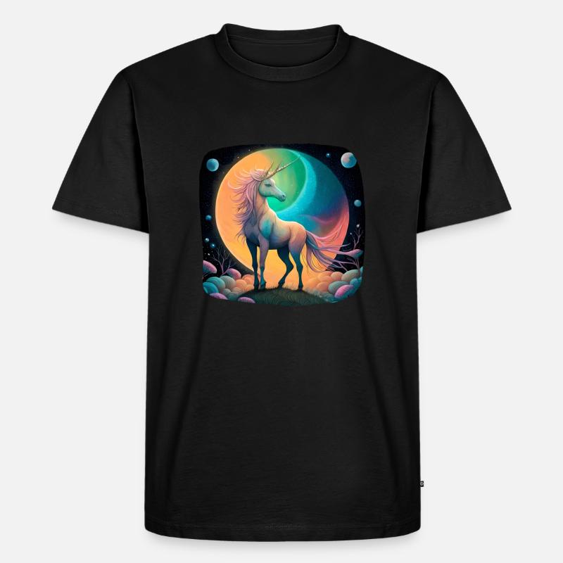 Fantasie Einhorn mystisch - Männer Premium Bio T-Shirt - Schwarz