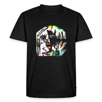 Optical illusion art psychadelic retro shapes sex - Men's Premium Organic T-Shirt - black - Front - Nico (187cm)