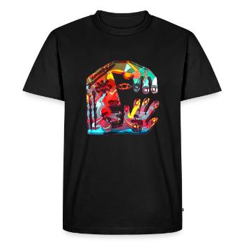 Optical illusion art psychadelic retro shapes sex - Men's Premium Organic T-Shirt - black - Front - Nico (187cm)