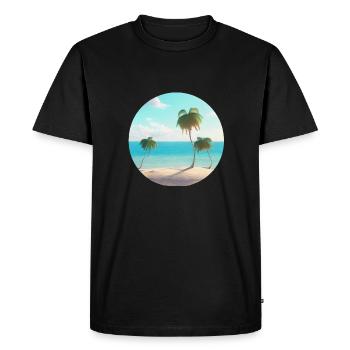 Vacances d’été Plage Palm Sun Palm Island - T-shirt Premium bio Homme - noir - Devant - Nico (187cm)