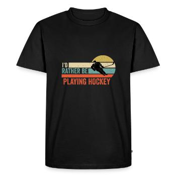 Hockey - I'd Rather be Playing Hockey Gift Idea - Men's Premium Organic T-Shirt - black - Front - Nico (187cm)
