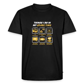 PHOTOGRAPHY IN SPARE TIME - Men's Premium Organic T-Shirt - black - Front - Nico (187cm)