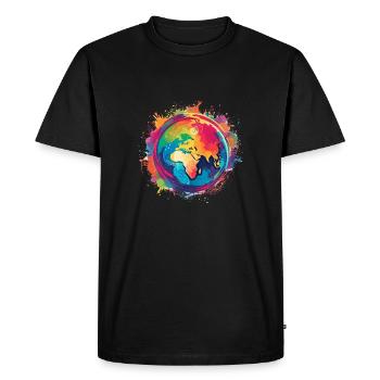Colorful globe - Men's Premium Organic T-Shirt - black - Front - Nico (187cm)