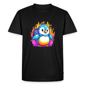 Penguin on the move - Men's Premium Organic T-Shirt - black - Front - Nico (187cm)
