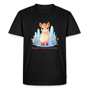 Kiss your mama, little Llama - T-shirt Premium bio Homme - noir - Devant - Nico (187cm)