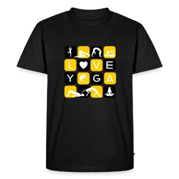 J’aime le yoga lettres formes symboles chakra icône - T-shirt Premium bio Homme - noir - Devant - Nico (187cm)