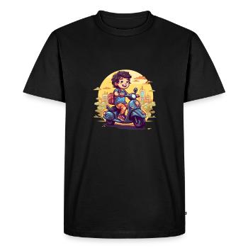 Youth on the Move - Garçon avec scooter - T-shirt Premium bio Homme - noir - Devant - Nico (187cm)