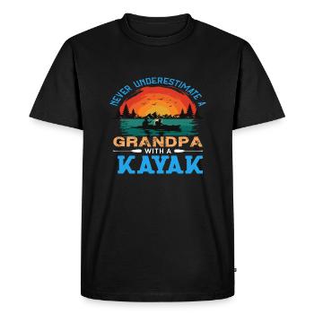Never Underestimate a Grandpa with a Kayak - Men's Premium Organic T-Shirt - black - Front - Nico (187cm)