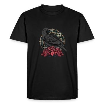 Corbeau avec chapelet - T-shirt Premium bio Homme - noir - Devant - Nico (187cm)