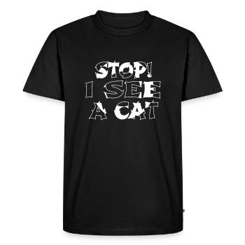 Happy Black Cat Long Sleeve Shirts Gift Idea - Men's Premium Organic T-Shirt - black - Front - Nico (187cm)