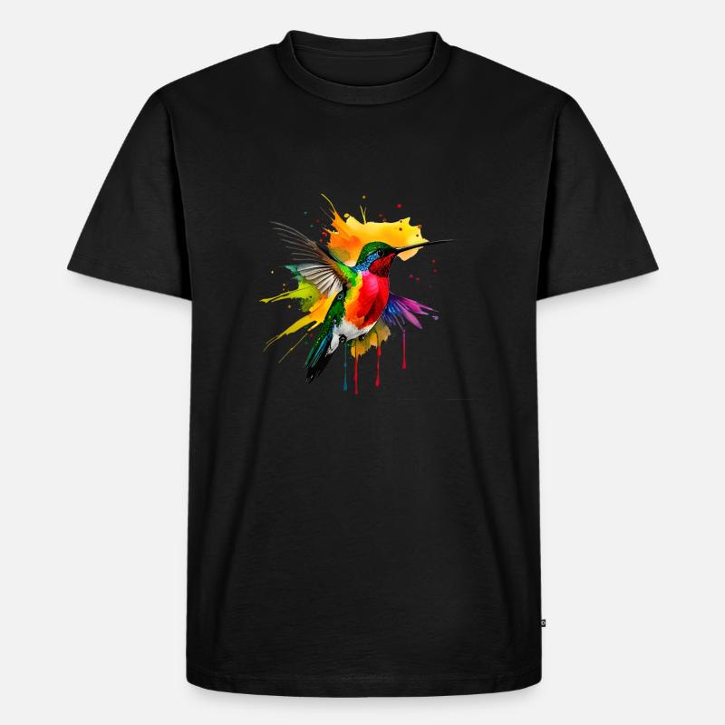 Farbenfroher Kolibri - Männer Premium Bio T-Shirt - Schwarz