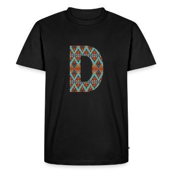 Letter D- boho design, Colorful monogram - Men's Premium Organic T-Shirt - black - Front - Nico (187cm)
