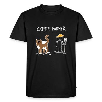Éleveur de chats bovins (blanc) - T-shirt Premium bio Homme - noir - Devant - Nico (187cm)