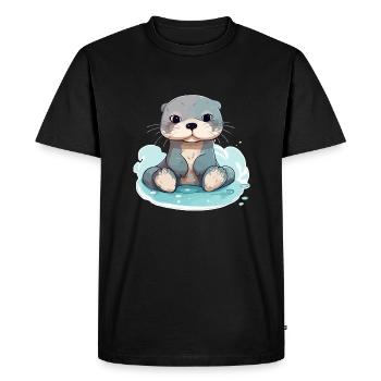 Kiki the otter - Men's Premium Organic T-Shirt - black - Front - Nico (187cm)