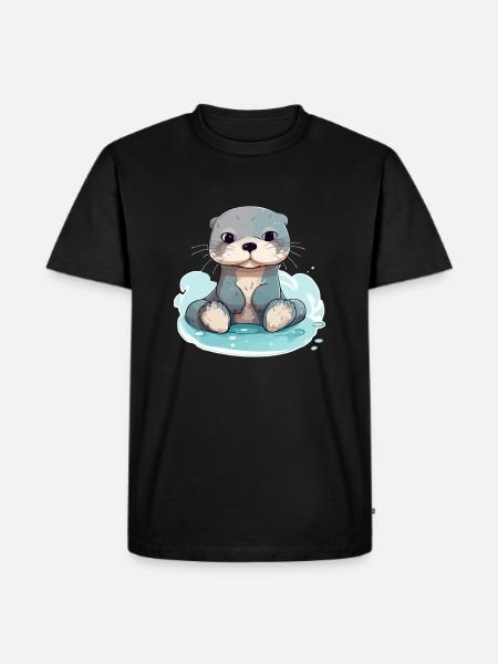 Kiki, der Otter - Männer Premium Bio T-Shirt - Schwarz