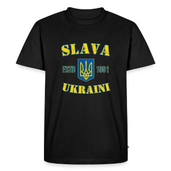 SLAVA UKRAINI - T-shirt Premium bio Homme - noir - Devant - Nico (187cm)