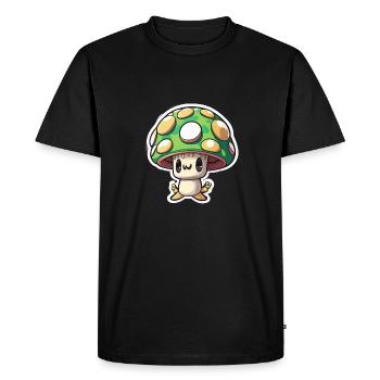 Funny cartoon mushroom - Men's Premium Organic T-Shirt - black - Front - Nico (187cm)