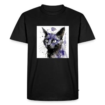 Distressed Grungy Punky Graffiti Cat V - Men's Premium Organic T-Shirt - black - Front - Nico (187cm)