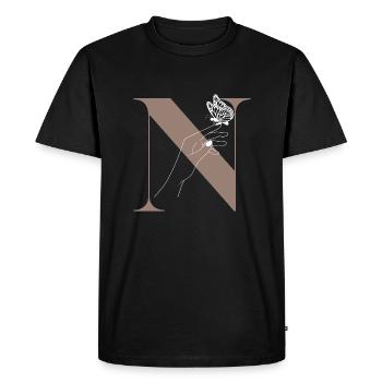 letter n magic butterfly - Men's Premium Organic T-Shirt - black - Front - Nico (187cm)
