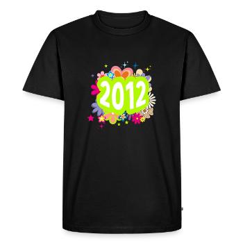 Année 2012 anniversaire Groovy floral - T-shirt Premium bio Homme - noir - Devant - Nico (187cm)