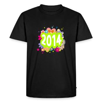 Year 2014 anniversary Groovy floral - Men's Premium Organic T-Shirt - black - Front - Nico (187cm)
