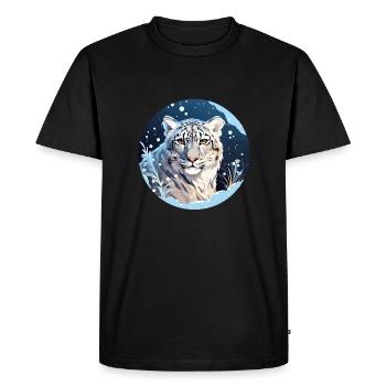 Léopard des neiges - T-shirt Premium bio Homme - noir - Devant - Nico (187cm)