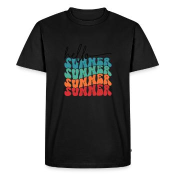 Allô Été Soleil Plage Vacances Sea Island - T-shirt Premium bio Homme - noir - Devant - Nico (187cm)
