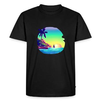 Vacances d’été Sun Palm Beach Palm Island - T-shirt Premium bio Homme - noir - Devant - Nico (187cm)