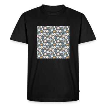 Flowers Seamless Pattern Floral Happy Blossom Art - Men's Premium Organic T-Shirt - black - Front - Nico (187cm)