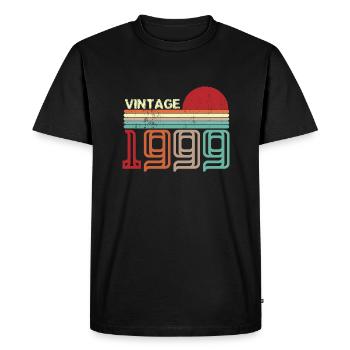 Vintage 1999 Anniversaire rétro sunset design - T-shirt Premium bio Homme - noir - Devant - Nico (187cm)