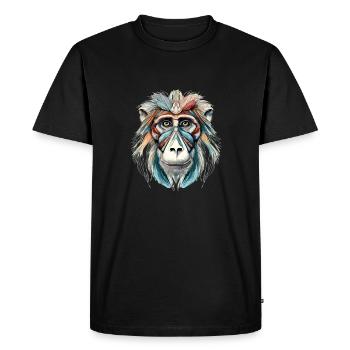 Kiju the mandrill - Men's Premium Organic T-Shirt - black - Front - Nico (187cm)