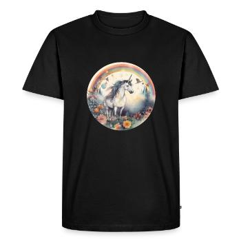 Enchanted Rainbow: Licorne magique - T-shirt Premium bio Homme - noir - Devant - Nico (187cm)