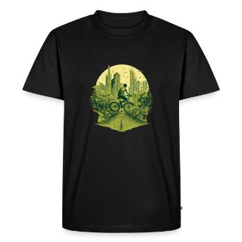 Cycliste urbain : pédaler sur des villes respectueuses de l’environnement - T-shirt Premium bio Homme - noir - Devant - Nico (187cm)