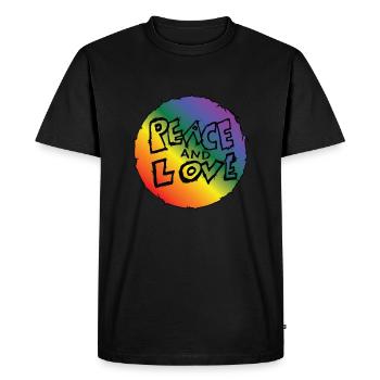 gay pride peace and love amour paie drapeau fierté - T-shirt Premium bio Homme - noir - Devant - Nico (187cm)