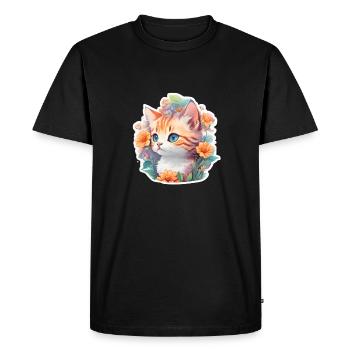 mignon bébé chat - T-shirt Premium bio Homme - noir - Devant - Nico (187cm)