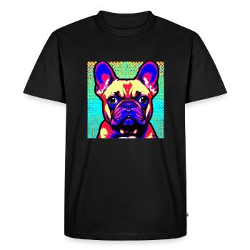 Bouledogue français Pop Art - T-shirt Premium bio Homme - noir - Devant - Nico (187cm)