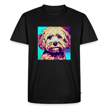 Poodle Cross Pop Art - Men's Premium Organic T-Shirt - black - Front - Nico (187cm)