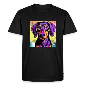 Teckel Pop Art - T-shirt Premium bio Homme - noir - Devant - Nico (187cm)