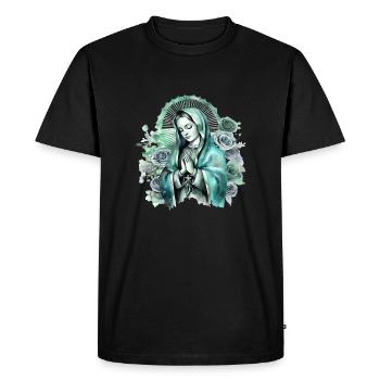 Holly Mary Maria Madonna Mariana Virgin Mary Holy - Men's Premium Organic T-Shirt - black - Front - Nico (187cm)
