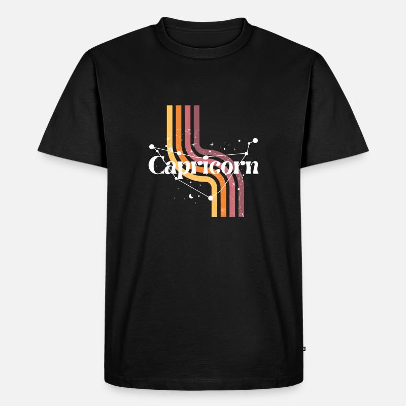 Steinbock Retro Horoskop - Männer Premium Bio T-Shirt - Schwarz
