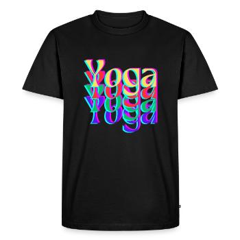 Yoga Spread - Men's Premium Organic T-Shirt - black - Front - Nico (187cm)
