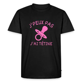 J'peux pas j'ai tétine - T-shirt Premium bio Homme - noir - Devant - Nico (187cm)