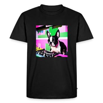 Boston Terrier DJ - T-shirt Premium bio Homme - noir - Devant - Nico (187cm)