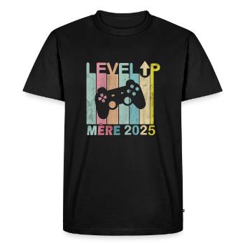 Homme Papa 2025 Futurs Parents Level Up Joueur - T-shirt Premium bio Homme - noir - Devant - Nico (187cm)