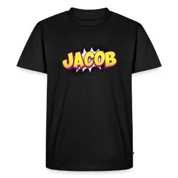 Jacob Custom Name Comic Book Style Pop Art, Jacob - Men's Premium Organic T-Shirt - black - Front - Nico (187cm)